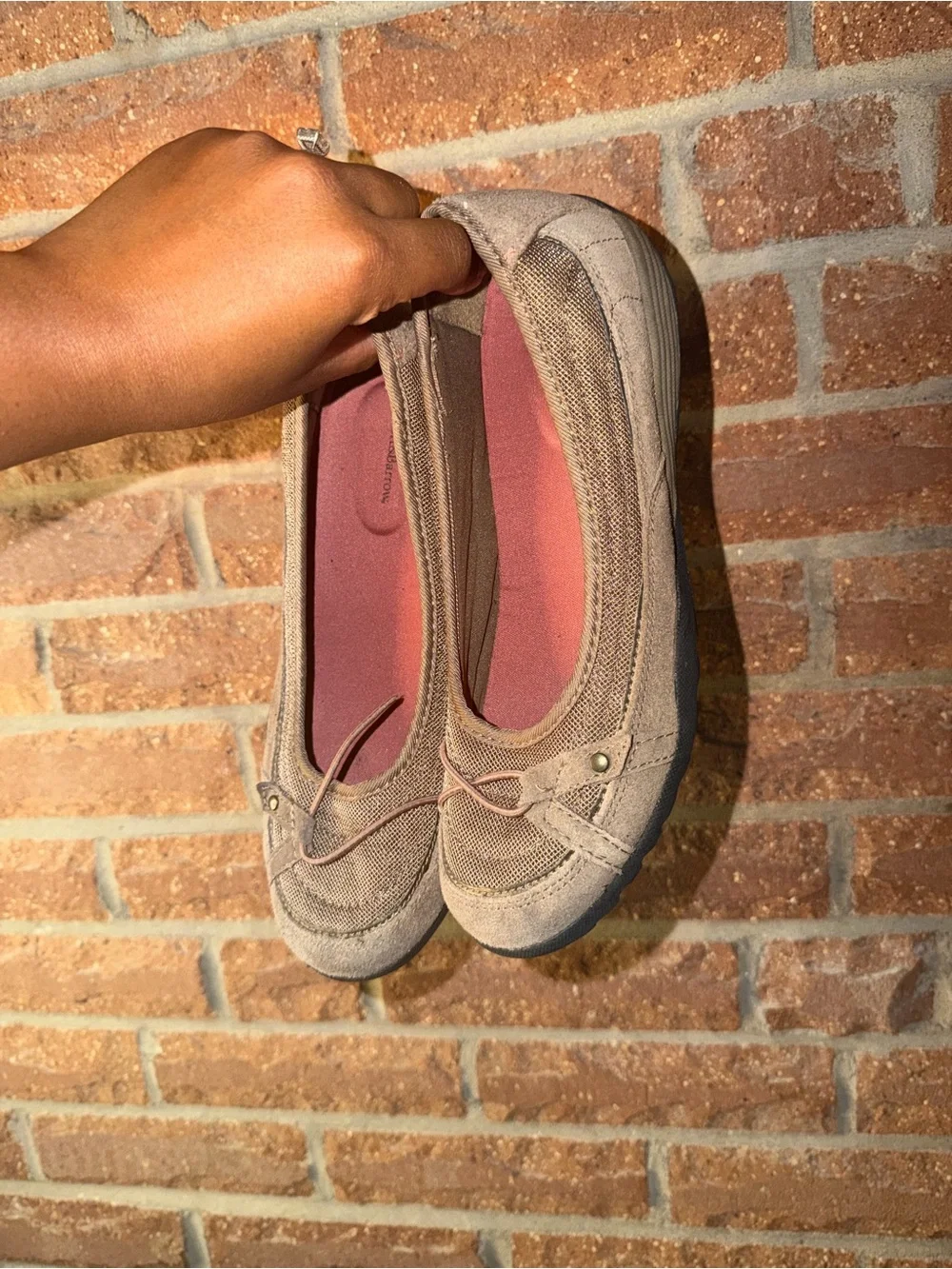 croft & barrow Taupe Ballet Flats with Rose-Inset Lining